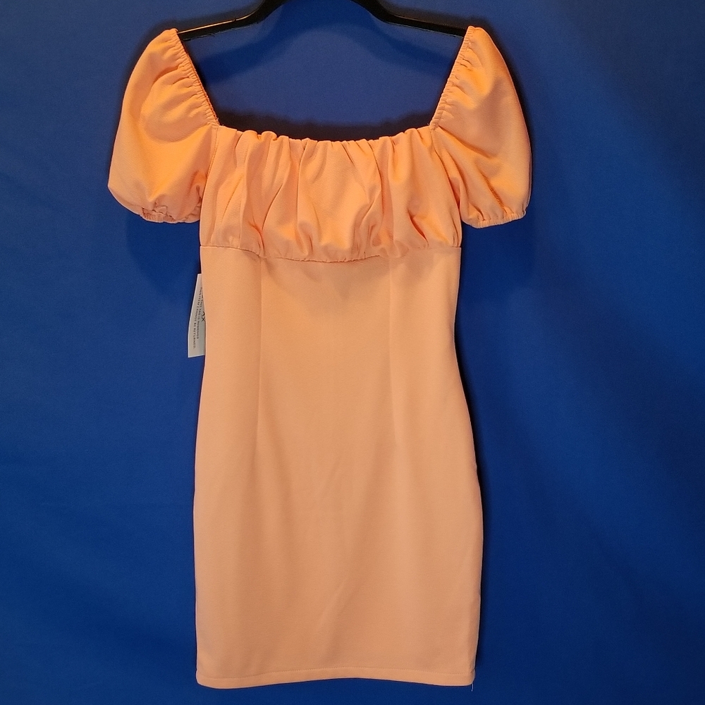 AX Paris Gathered Bust Dress Flattering Square Neckline Short Elastic  Sleeves